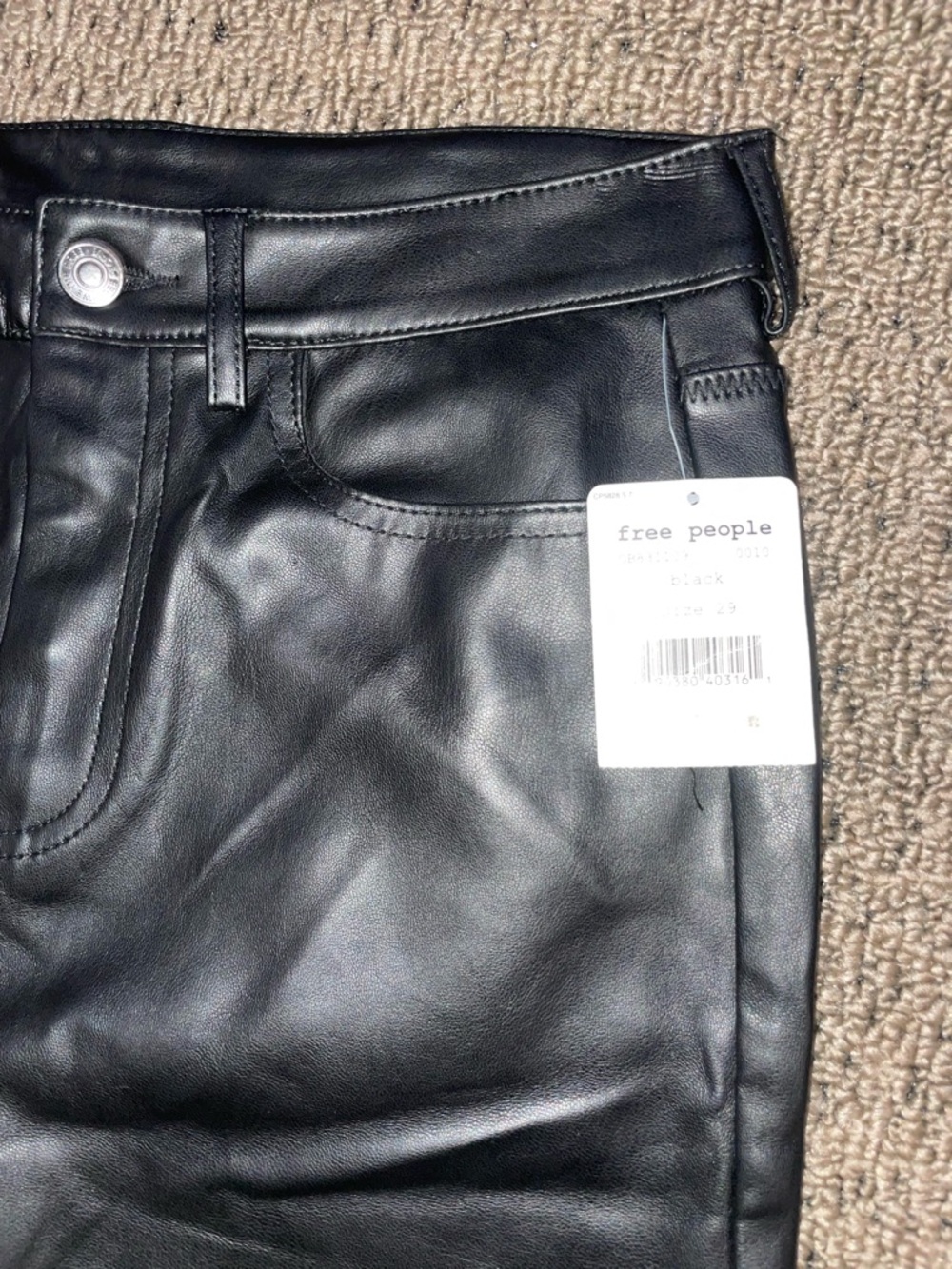 Free People Black Vegan Leather High-Rise Pants - Picture 4 of 10